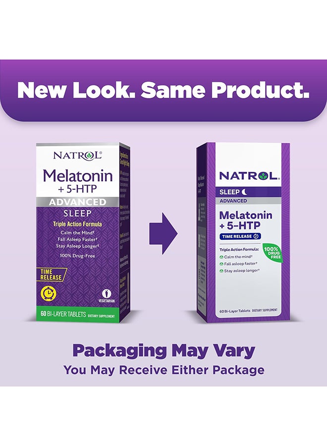 Natrol Melatonin 5-HTP Advanced Sleep Triple Action Formula 60 Tablets - Image 2